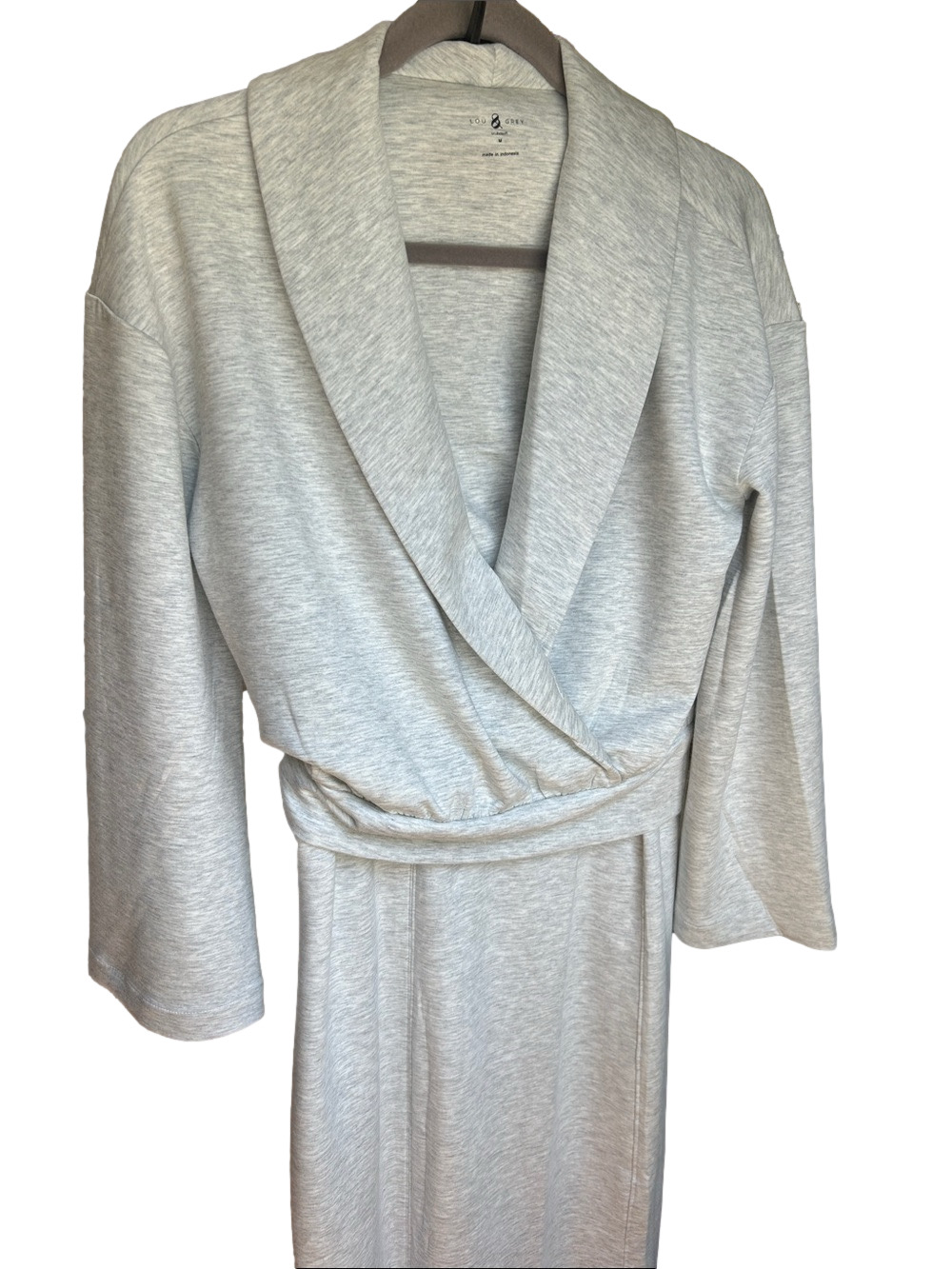 Light Gray Shawl Collar Wrap Sweatshirt Size Medium Lou & Grey in Light Gray NEW